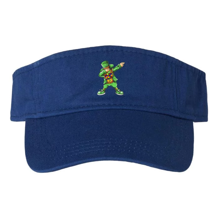 St PatrickS Day Dabbing Leprechaun Mask Autism Awareness Meaningful Gift Valucap Bio-Washed Visor