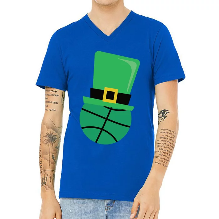 St Patrick's Day Cool Gift Basketball Leprechaun Hagift V-Neck T-Shirt