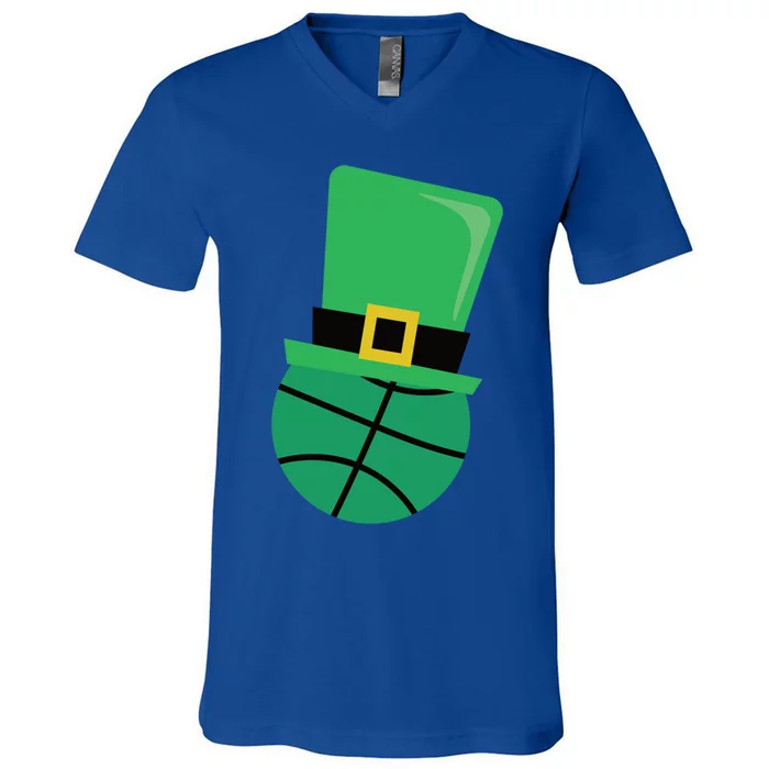 St Patrick's Day Cool Gift Basketball Leprechaun Hagift V-Neck T-Shirt