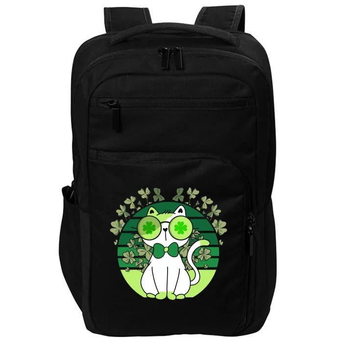 St Patricks Day Lucky Clover Cat Lover Leprechaun Cat Gift Impact Tech Backpack