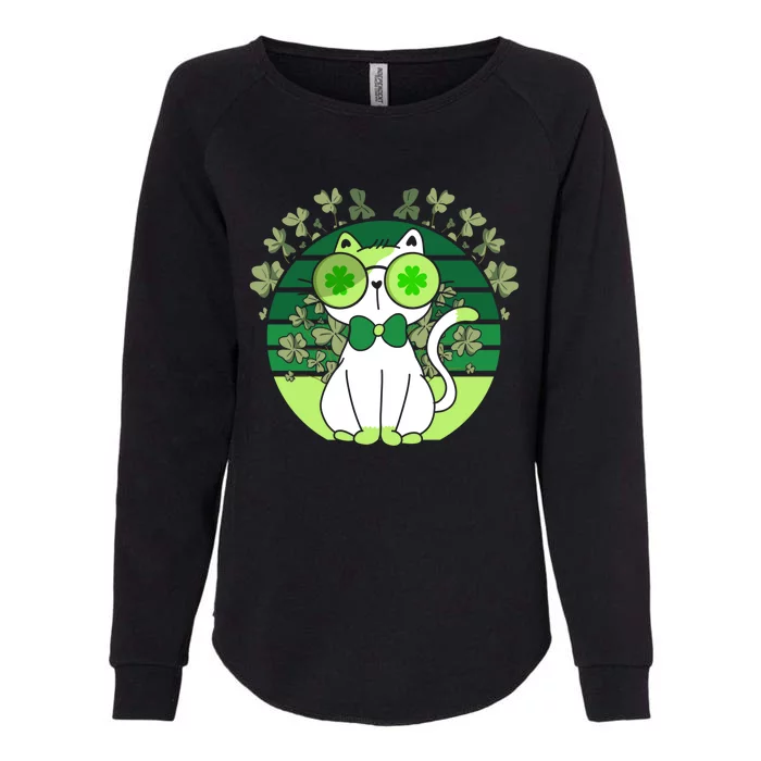 St Patricks Day Lucky Clover Cat Lover Leprechaun Cat Gift Womens California Wash Sweatshirt