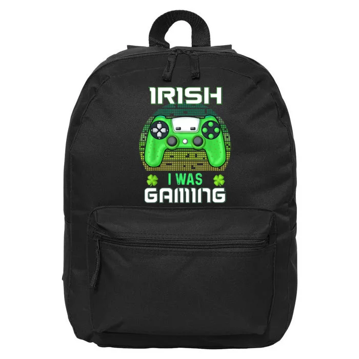 St Patricks Day Gamer Shamrock Irish I Was Gaming 16 in Basic Backpack