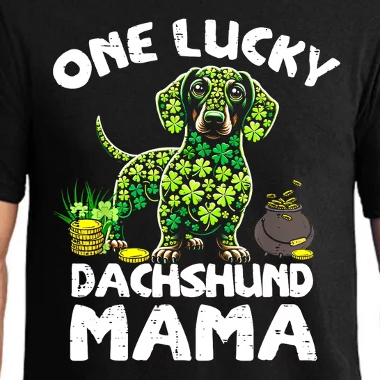 St Patrick Day Dog Lover One Lucky Dachshund Mama Irish Shamrock Gift Pajama Set