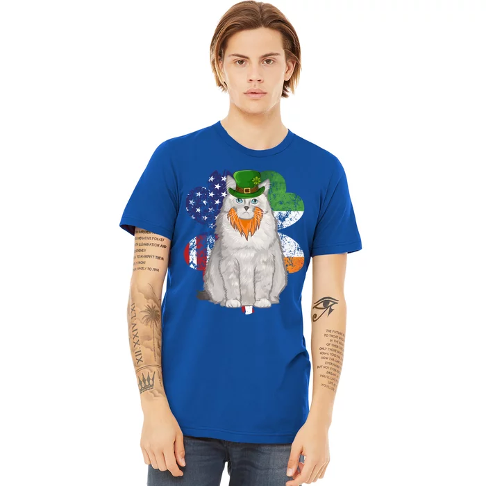 St Patricks Day Irish American Flag Ragdoll Cat Meaningful Gift Premium T-Shirt