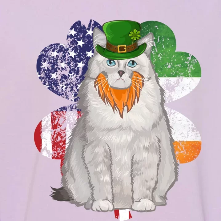 St Patricks Day Irish American Flag Ragdoll Cat Meaningful Gift Garment-Dyed Sweatshirt