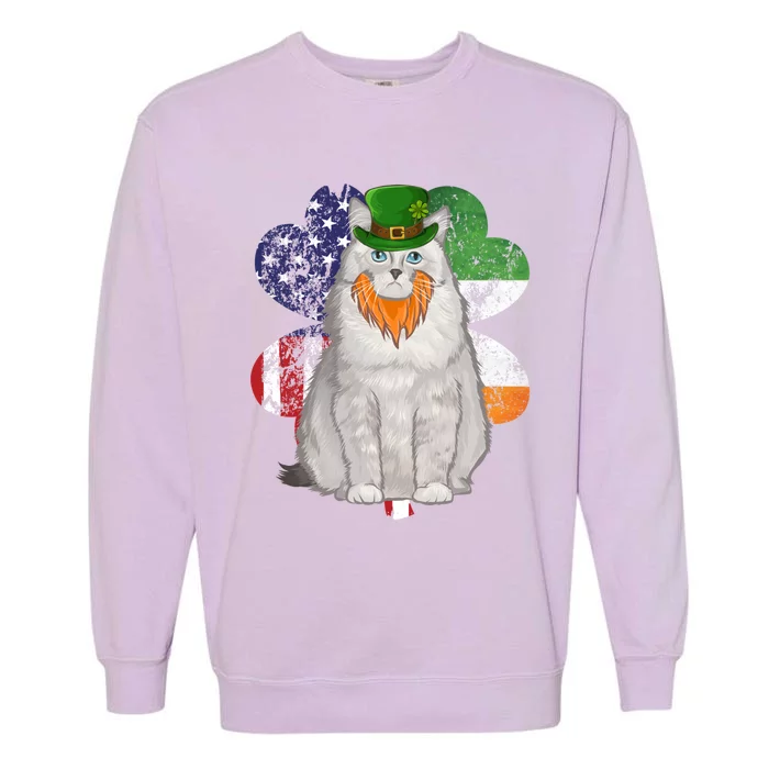 St Patricks Day Irish American Flag Ragdoll Cat Meaningful Gift Garment-Dyed Sweatshirt