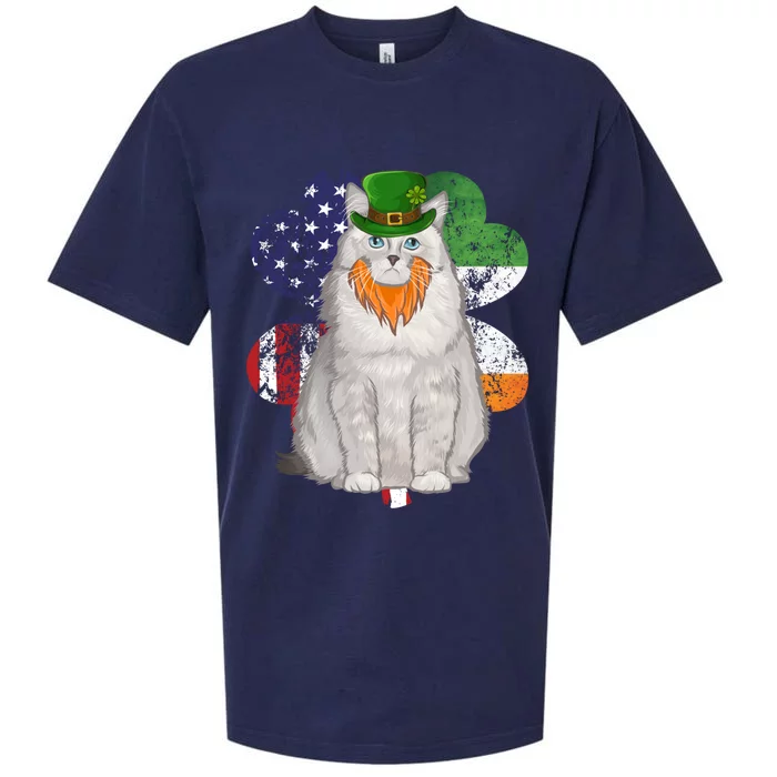 St Patricks Day Irish American Flag Ragdoll Cat Meaningful Gift Sueded Cloud Jersey T-Shirt