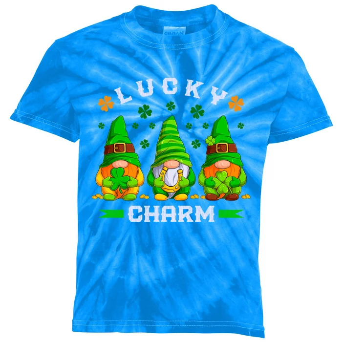 St Patricks Day Lucky Gnomes Funny Gift Kids Tie-Dye T-Shirt