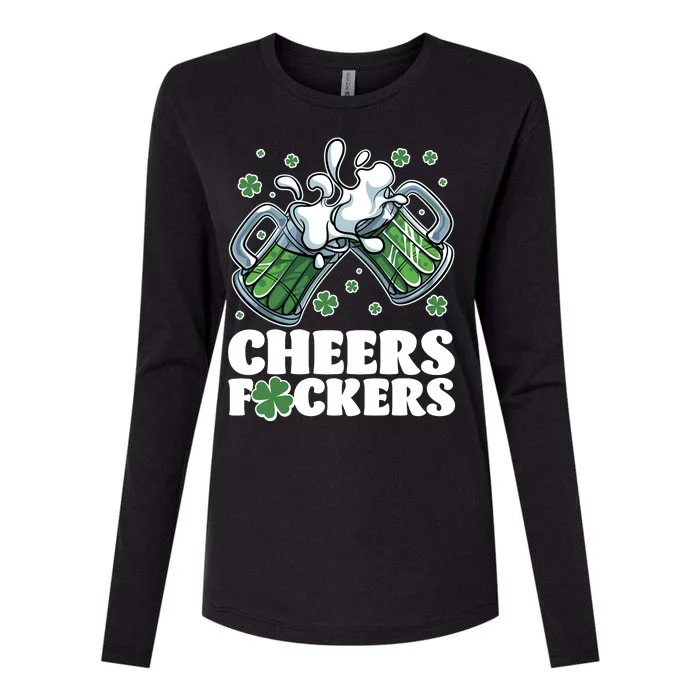 St Patricks Day Cheers Fckers Shamrock Clover Green Beer Womens Cotton Relaxed Long Sleeve T-Shirt