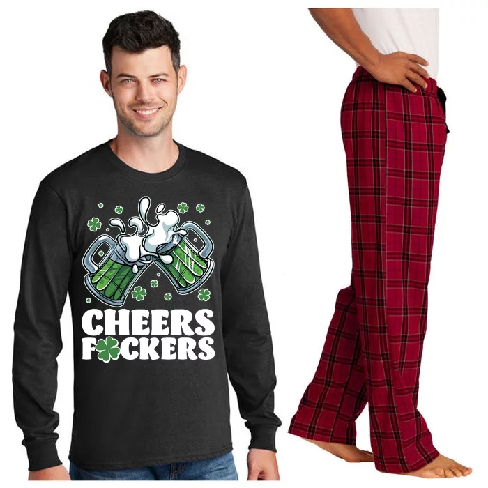 St Patricks Day Cheers Fckers Shamrock Clover Green Beer Long Sleeve Pajama Set