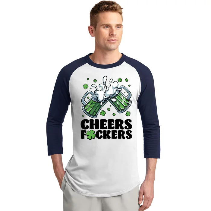 St Patricks Day Cheers Fckers Shamrock Clover Green Beer Baseball Sleeve Shirt