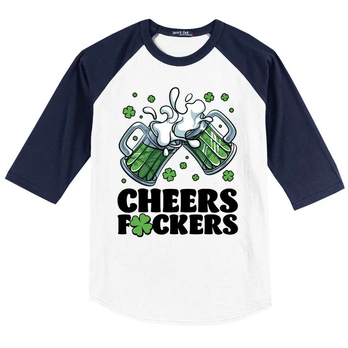 St Patricks Day Cheers Fckers Shamrock Clover Green Beer Baseball Sleeve Shirt