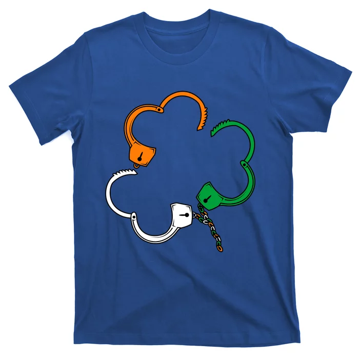 St Patricks Day Police Officer Irish Shamrock Handcuffs Gift T-Shirt