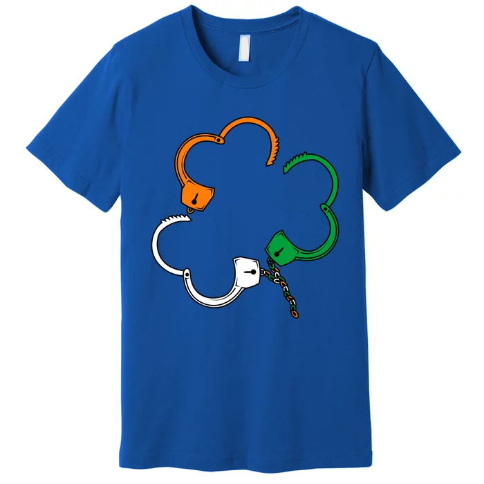 St Patricks Day Police Officer Irish Shamrock Handcuffs Gift Premium T-Shirt