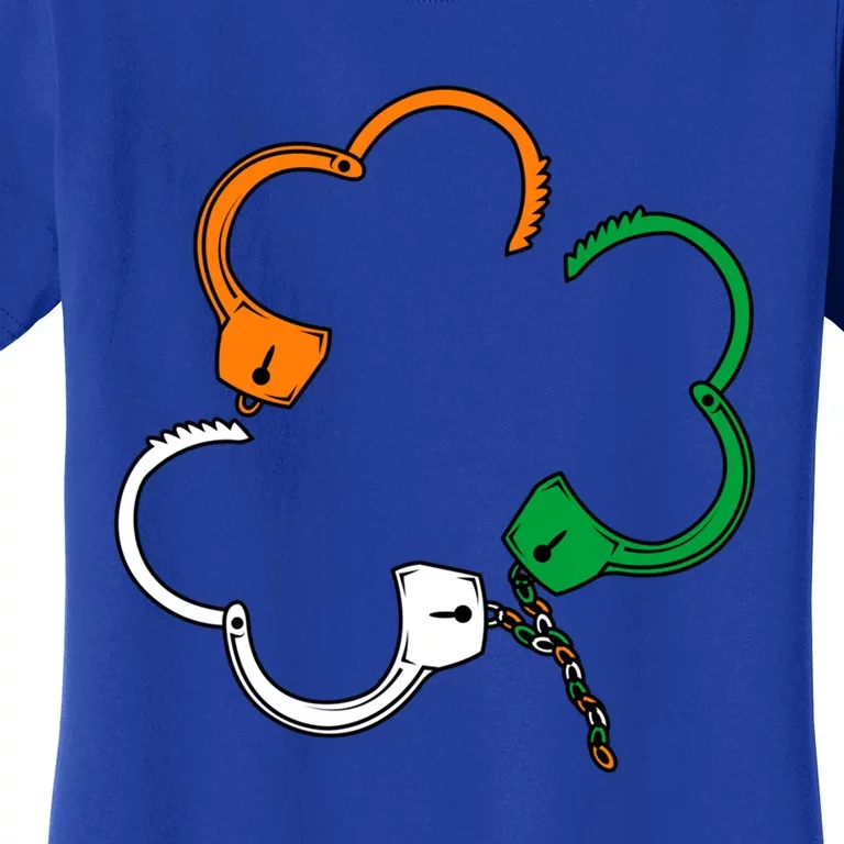 St Patricks Day Police Officer Irish Shamrock Handcuffs Gift Women's T-Shirt