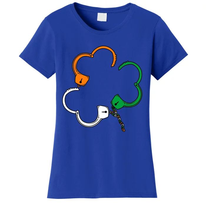 St Patricks Day Police Officer Irish Shamrock Handcuffs Gift Women's T-Shirt