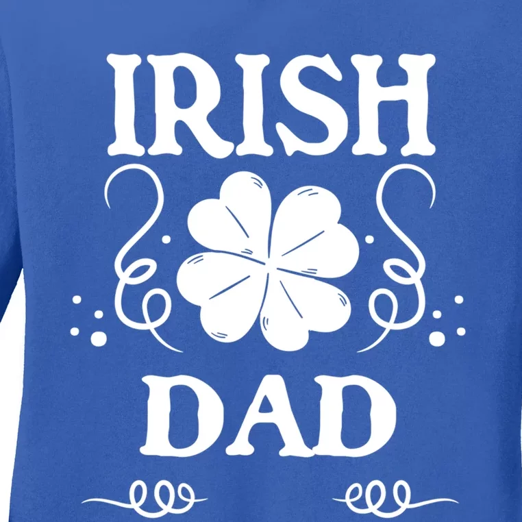 St Patricks Day Proud Irish Dad Clover Shamrock Father Gift Ladies Long Sleeve Shirt