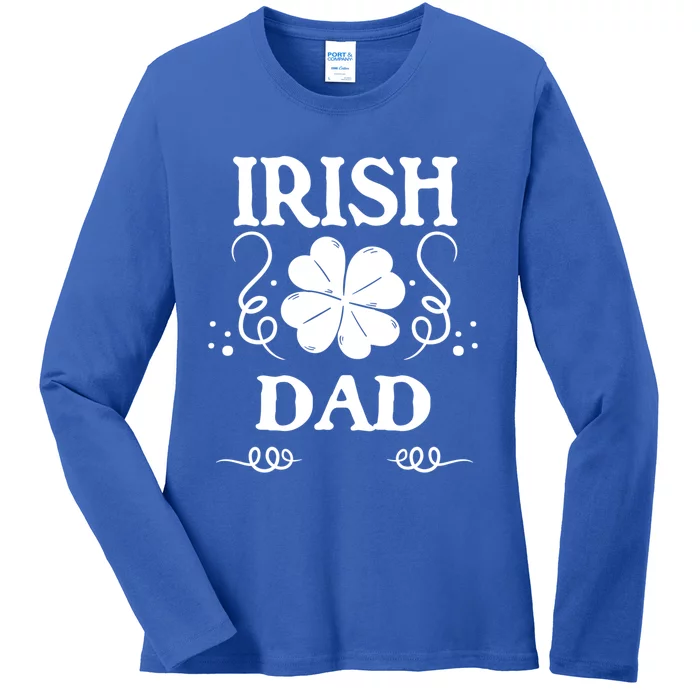 St Patricks Day Proud Irish Dad Clover Shamrock Father Gift Ladies Long Sleeve Shirt