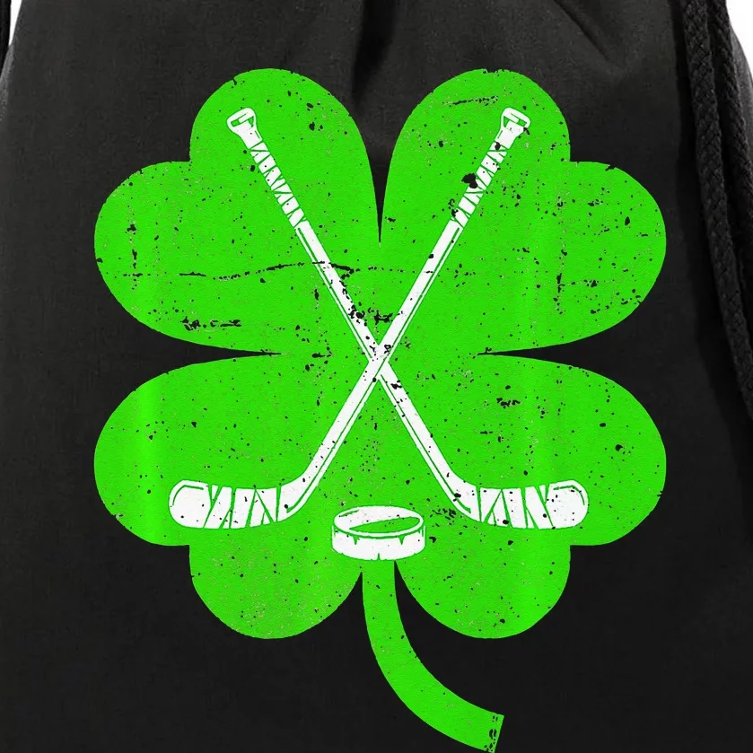 St Patricks Day Irish Hockey Shamrock Costume Drawstring Bag