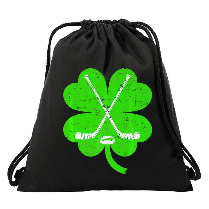 St Patricks Day Irish Hockey Shamrock Costume Drawstring Bag