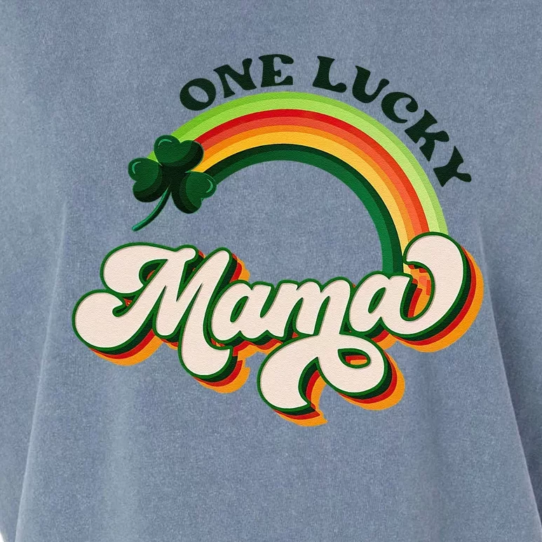 St Patricks Day Shamrock One Lucky Mama Rainbow Mom Garment-Dyed Women's Muscle Tee