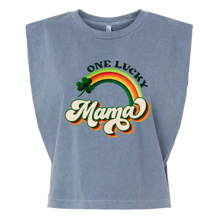 St Patricks Day Shamrock One Lucky Mama Rainbow Mom Garment-Dyed Women's Muscle Tee