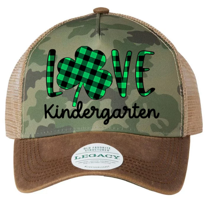 St Patricks Day Love Kindergarten Teacher Plaid Shamrock Gift Legacy Tie Dye Trucker Hat