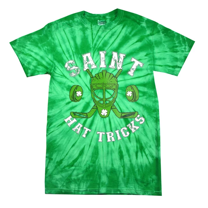 St Patricks Day Saint Hat Tricks Hockey Shamrock Tie-Dye T-Shirt