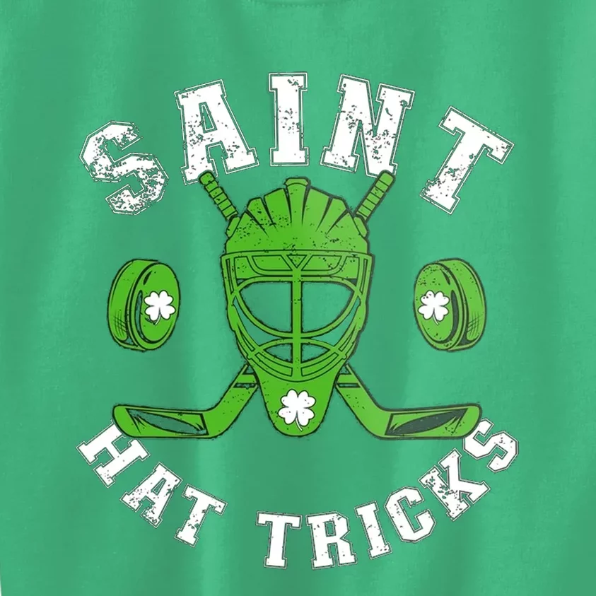 St Patricks Day Saint Hat Tricks Hockey Shamrock Kids Sweatshirt