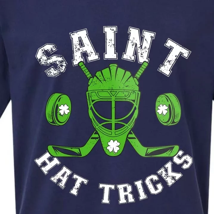 St Patricks Day Saint Hat Tricks Hockey Shamrock Sueded Cloud Jersey T-Shirt