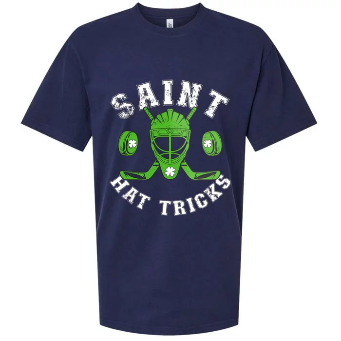 St Patricks Day Saint Hat Tricks Hockey Shamrock Sueded Cloud Jersey T-Shirt