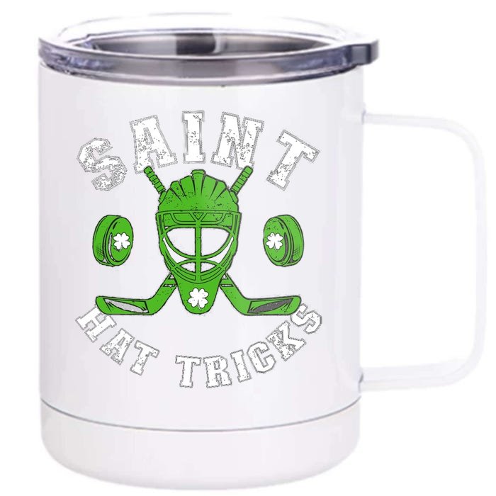 St Patricks Day Saint Hat Tricks Hockey Shamrock Front & Back 12oz Stainless Steel Tumbler Cup