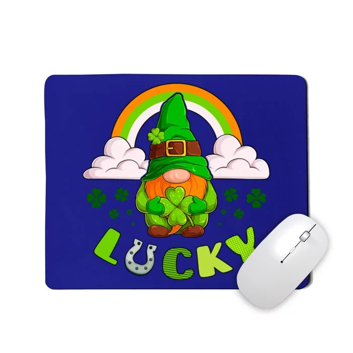 St Patricks Day Lucky Gnome Irish Rainbow Cute Gift Mousepad