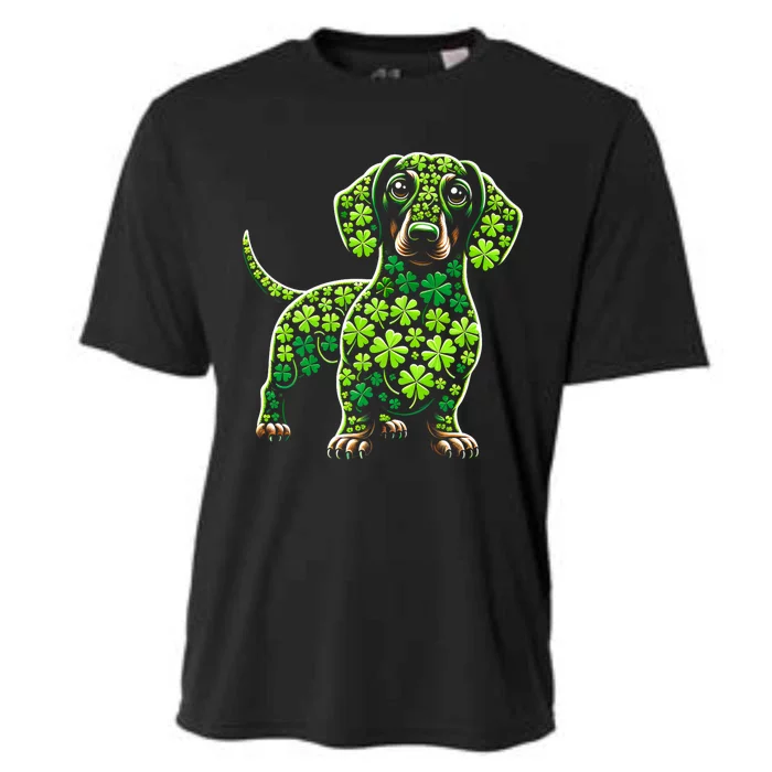 St Patrick Day Dachshund Irish Shamrock Clover Dog Lover Best Gift Cooling Performance Crew T-Shirt