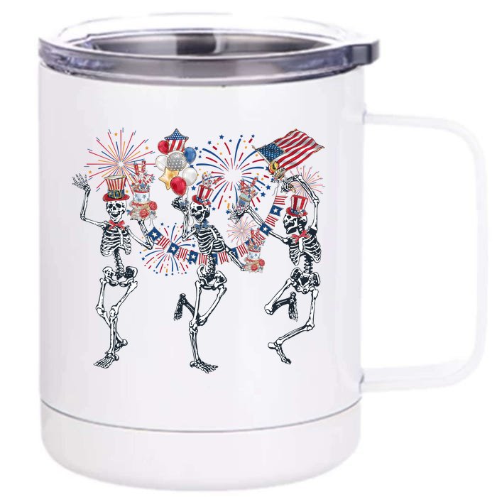 Skeleton Party Dance 4th Of July Front & Back 12oz Stainless Steel Tumbler Cup