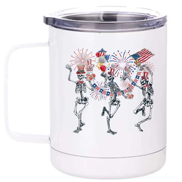 Skeleton Party Dance 4th Of July Front & Back 12oz Stainless Steel Tumbler Cup