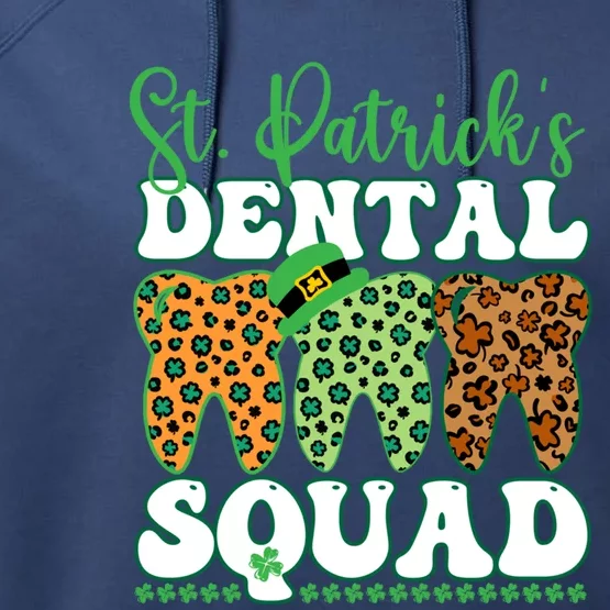 St Patrick's Dental Squad Leopard Tooth For Dentists Gift Performance Fleece Hoodie