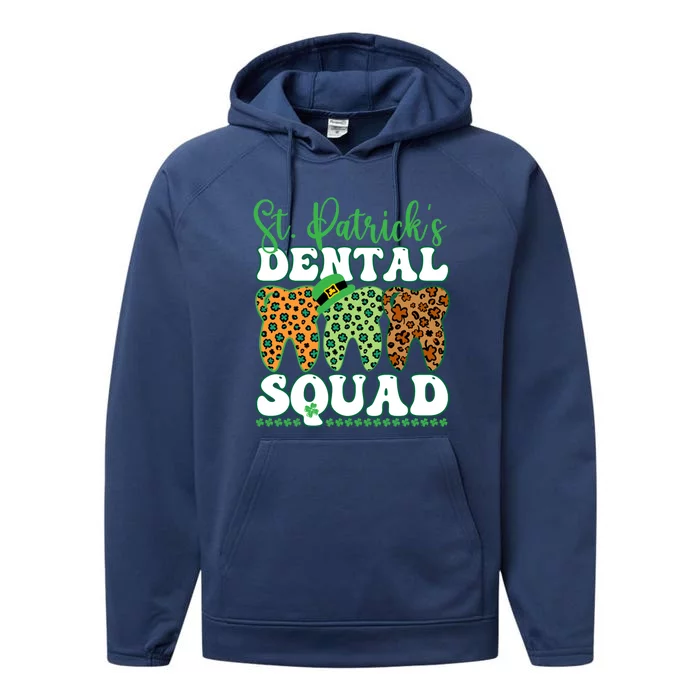 St Patrick's Dental Squad Leopard Tooth For Dentists Gift Performance Fleece Hoodie