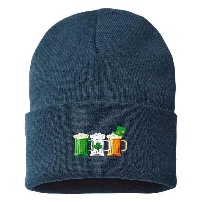 St Patricks Day Irish Beer Ireland Flag Leprechaun Cute Clover Gift Sustainable Knit Beanie