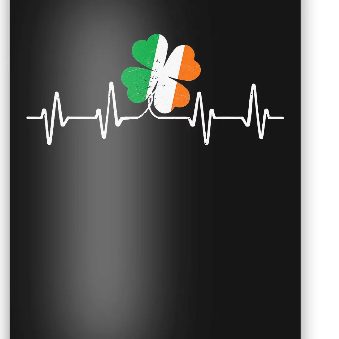 St Patricks Day heartbeat Shamrock Saint Paddy's Poster