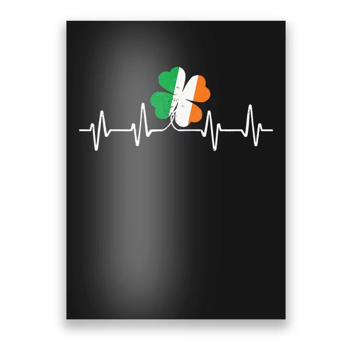 St Patricks Day heartbeat Shamrock Saint Paddy's Poster