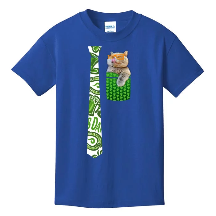 St Patrick's Day Neck Tie Pocket Cat Kitty Costume Great Gift Kids T-Shirt