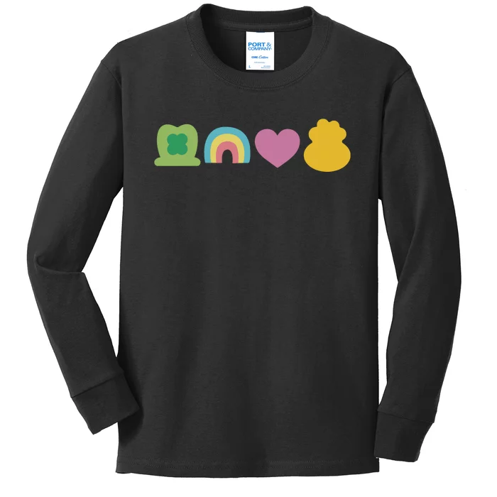 St Patricks Day Lucky Charm Pot Gold Irish Shamrock Rainbow Kids Long Sleeve Shirt