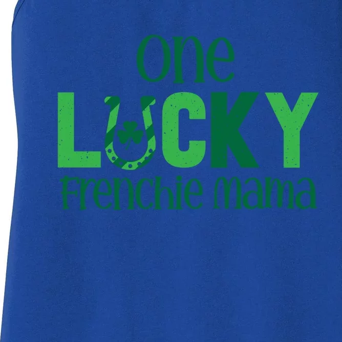 Saint Patricks Day Matching Costumes One Lucky Frenchie Mama Gift Women's Racerback Tank