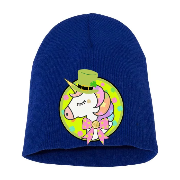 St. Patricks Day Magical Unicorn Short Acrylic Beanie