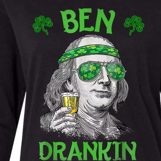 St Patricks Day, Ben Drankin, Funny St Patricks Day, St Patricks Day Drinking Womens Cotton Relaxed Long Sleeve T-Shirt