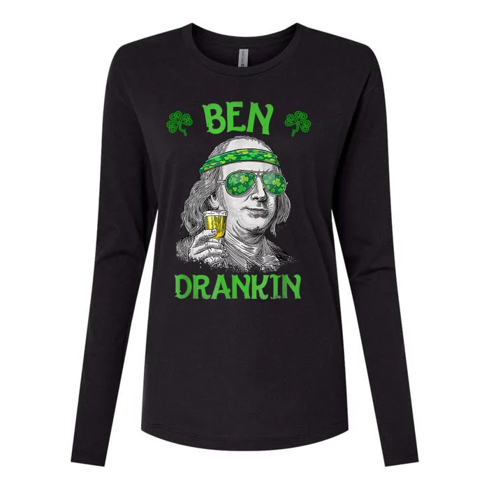 St Patricks Day, Ben Drankin, Funny St Patricks Day, St Patricks Day Drinking Womens Cotton Relaxed Long Sleeve T-Shirt