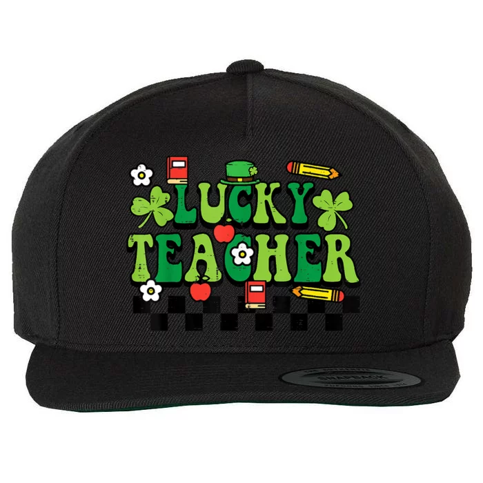 St Patricks Day Lucky Teacher Saint Paddys Groovy Wool Snapback Cap