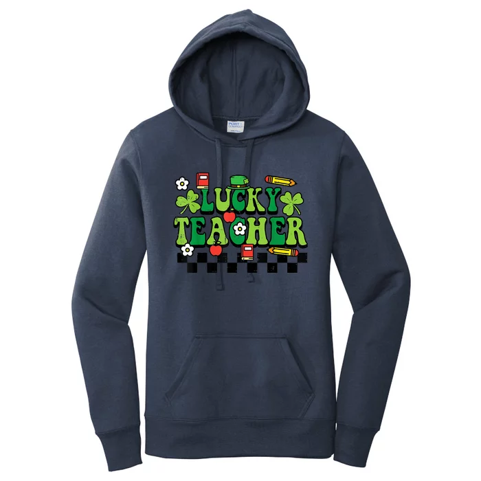 St Patricks Day Lucky Teacher Saint Paddys Groovy Women's Pullover Hoodie