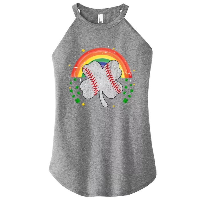 Saint Patricks Day Shenanigans Rainbow Baseball Shamrock Gift Women’s Perfect Tri Rocker Tank